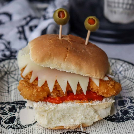 Halloween chicken parm sliders