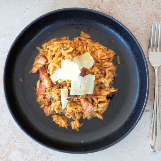 baked orzo with pancetta