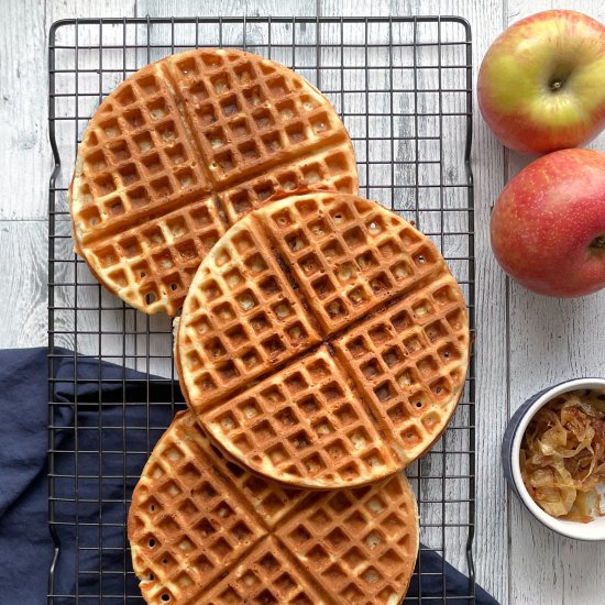 Caramelized Onion and Apple Waffles