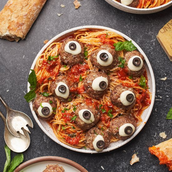 Spooky Spaghetti and Meatballs