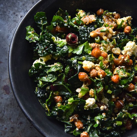 Kale, crispy chickpea & feta salad