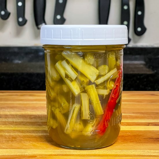 Quick Pickled Collard Stems