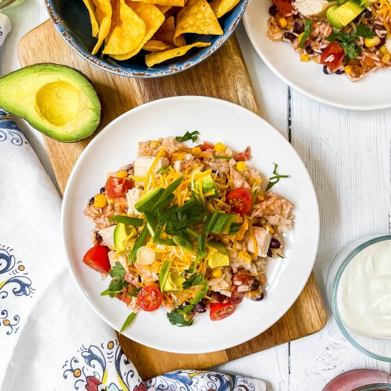 Crockpot Chicken Rice Burrito Bowls