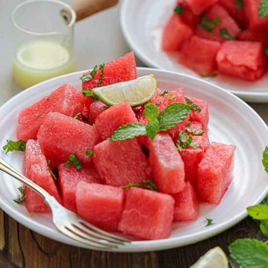 Mint and Lime Watermelon Salad