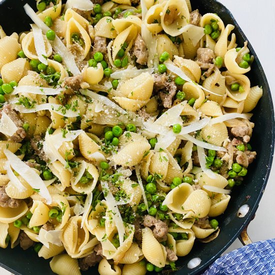 30 Minute Parmesan Pasta and Peas