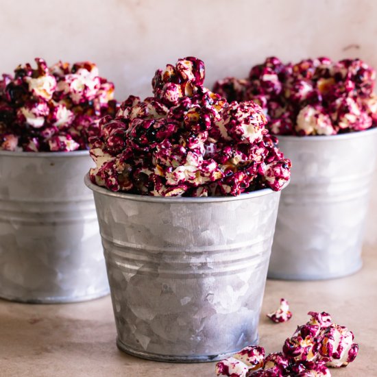 Candied Haskap Berry Popcorn