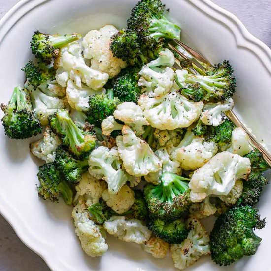 Roasted Cauliflower and Broccoli