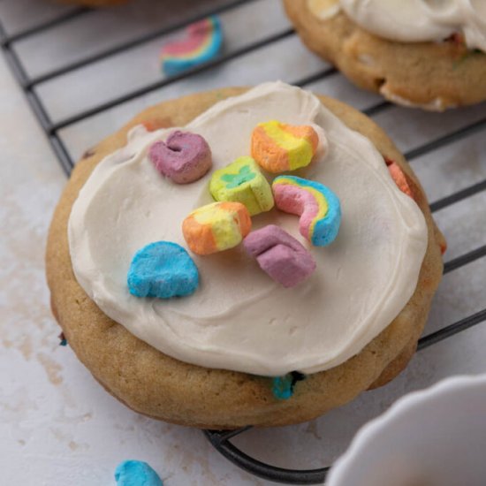 Crumbl frosted lucky charms cookies