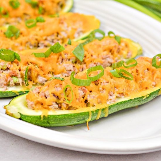 Keto Tuna Melt Stuffed Zucchini