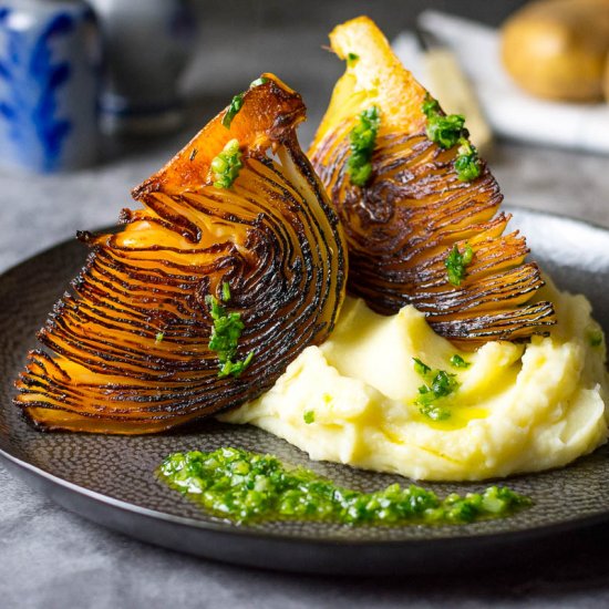 Roasted Cabbage Wedges & Chimichurri