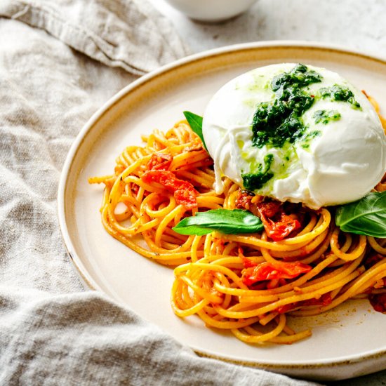 Air Fryer Roasted Tomatoes Pasta