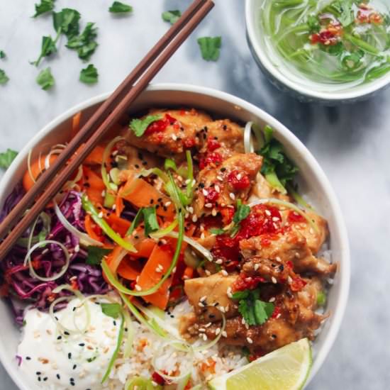 Grilled Chicken Poke Bowls