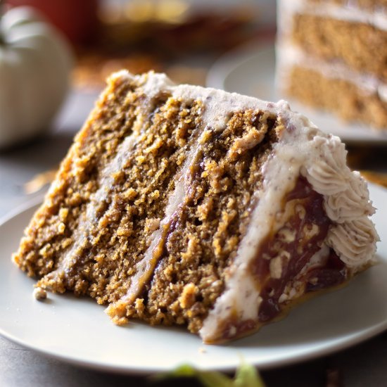 Pumpkin Cake w Maple Pecan Frosting