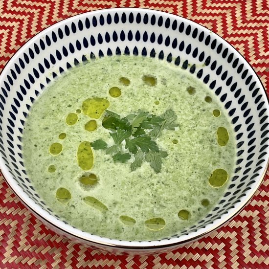 Courgette Pea and Spinach soup