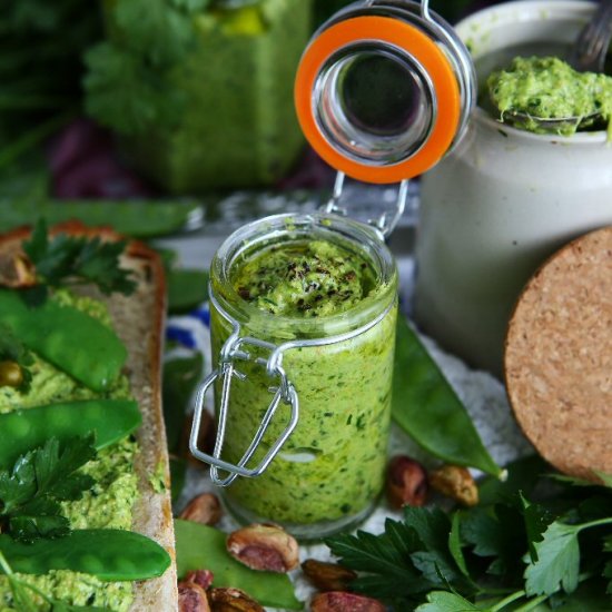 Snow Pea Pistachio Pesto