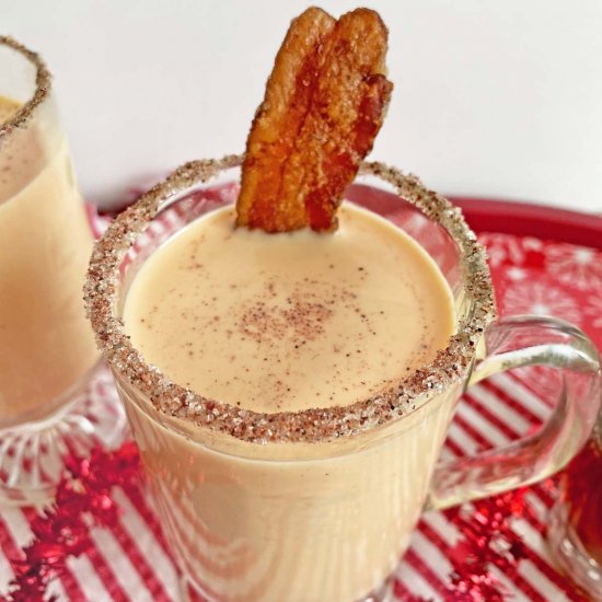 Bourbon Eggnog with Candied Bacon