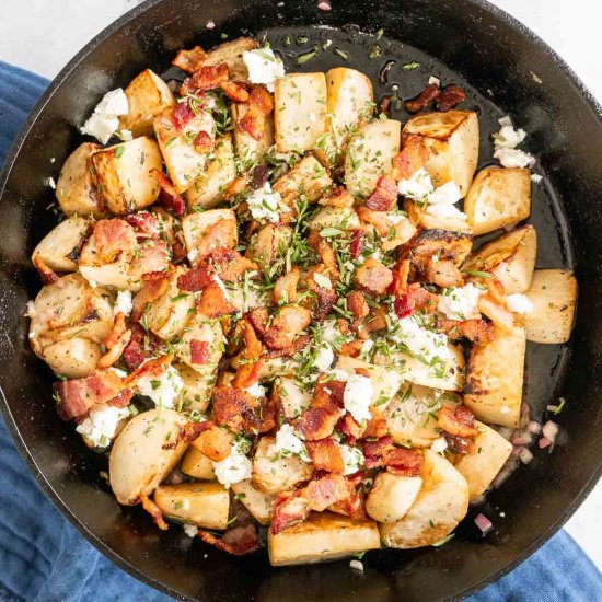 Bacon and Goat Cheese Turnips