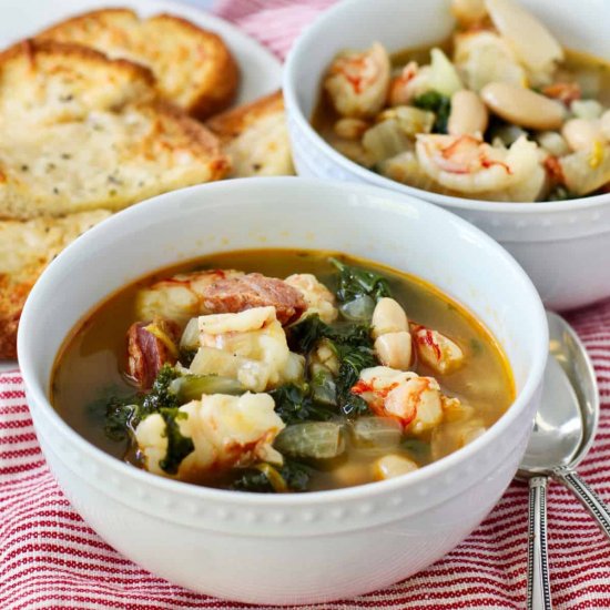 Shrimp, White Bean, & Kale Stew