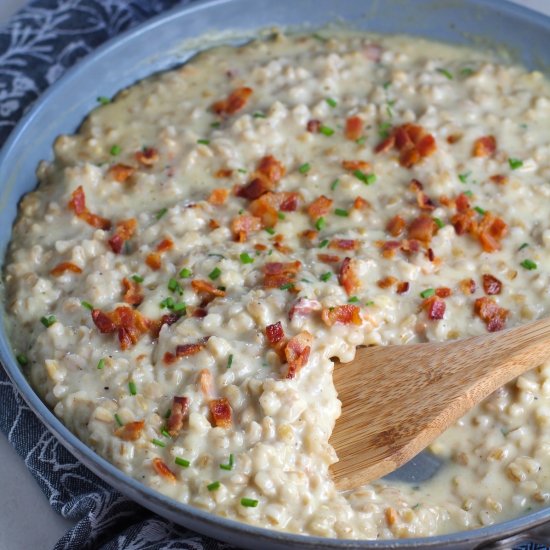 Creamy Barley, Bacon, and Gruyere