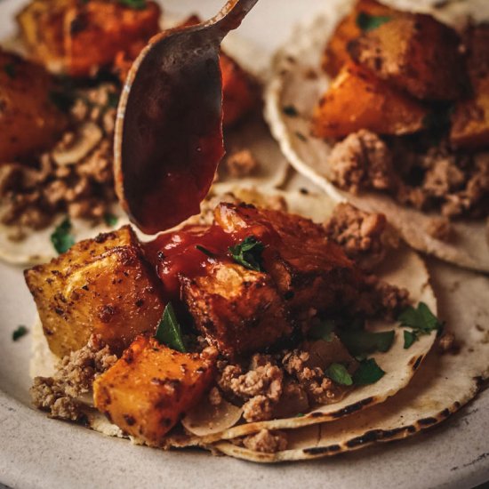 Butternut Squash with Turkey Tacos