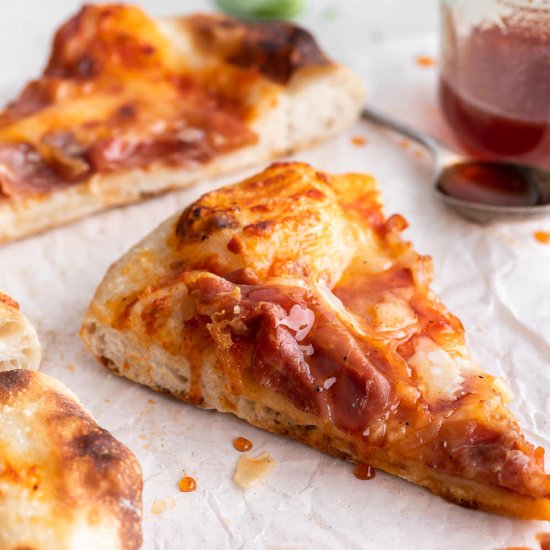 prosciutto pizza with hot honey