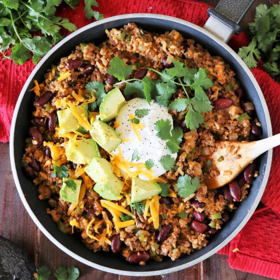 Ground Beef Burrito Bowl Skillet