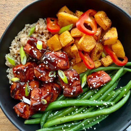 Air Fryer Teriyaki Salmon Bites