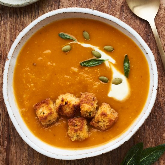 Butternut Squash Soup and Croutons