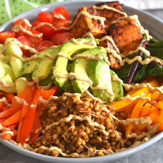 Tofu and Sprouted Moong Buddha Bowl