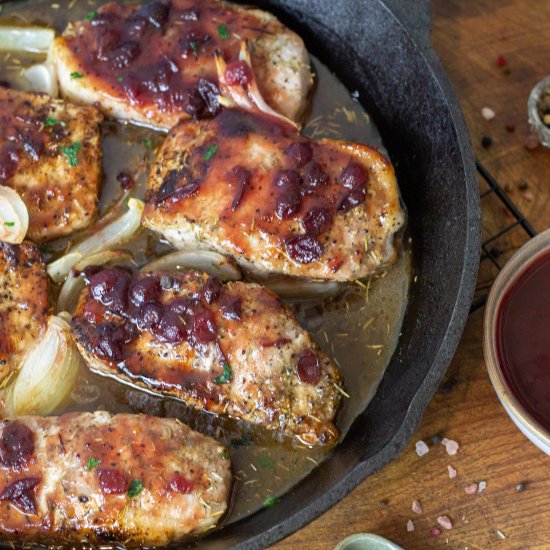 Baked Pork Chops & Cranberry Glaze