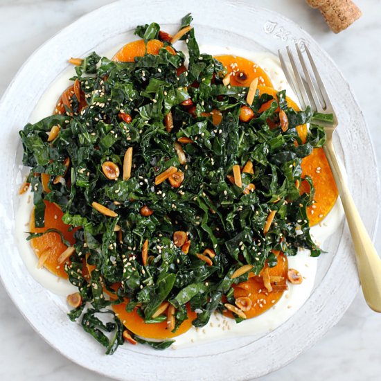 Roasted Squash with Kale