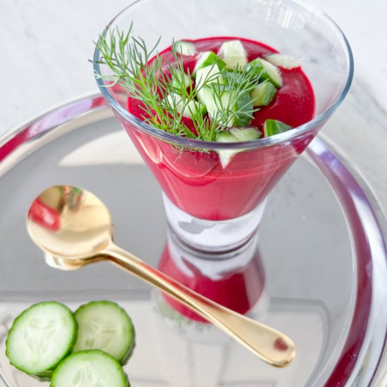 Chilled buttermilk and beet soup