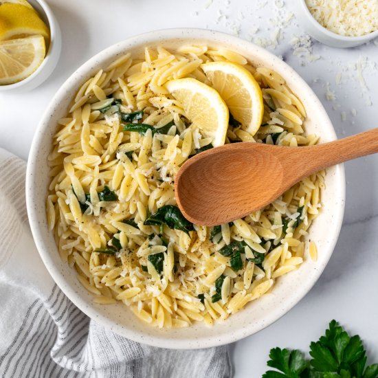 Lemon Orzo with Spinach