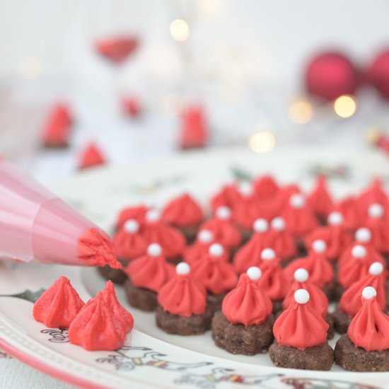 Mini iced Santa hat cookies