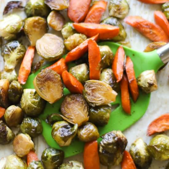 Roasted brussels sprouts and carrot