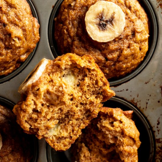 Whole Wheat Pumpkin Banana Muffins