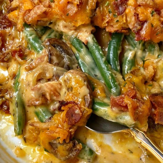 Cheesy Loaded Green Bean Casserole