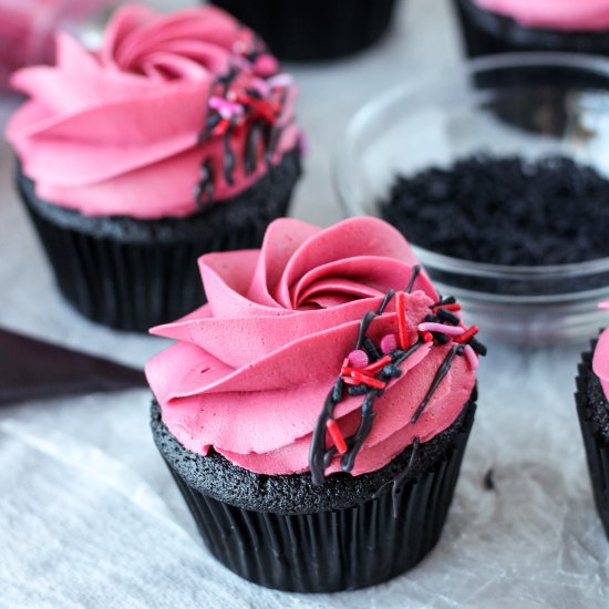 Boozy Black Cherry Cupcakes