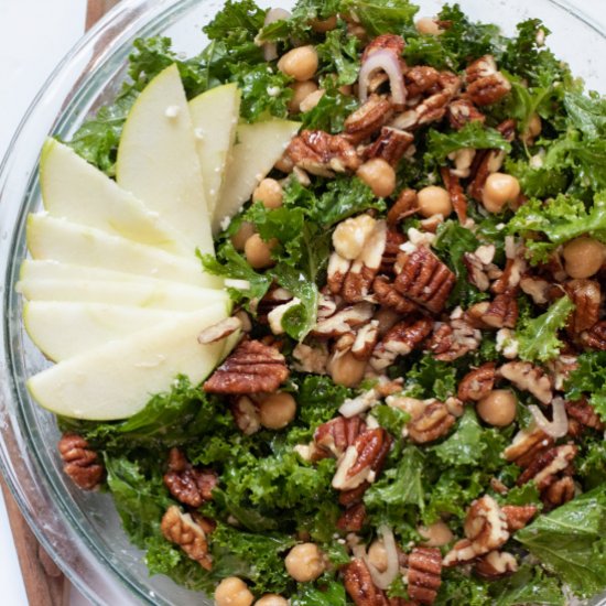 Kale Chickpea Salad Candied Pecans