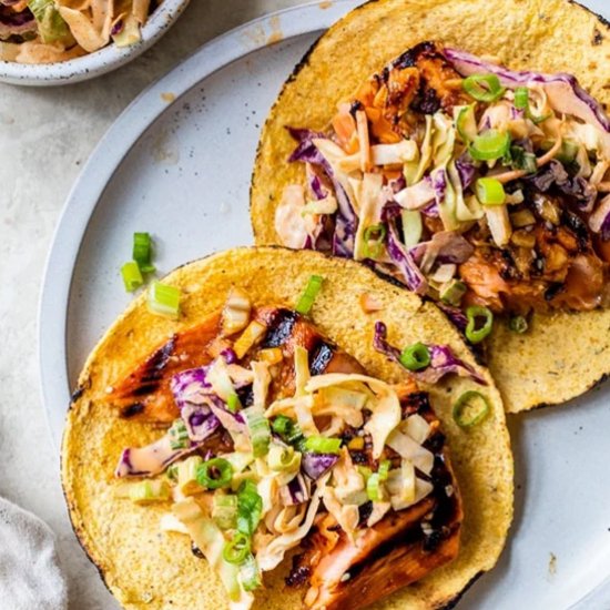 Spicy Korean-Inspired Salmon Tacos