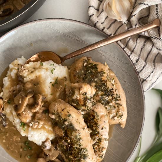 Chicken with a Mushroom Pan Sauce