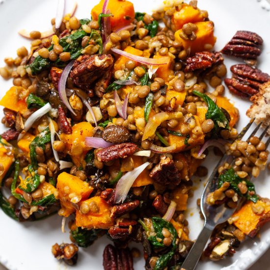 Roast Pumpkin and Lentil Salad