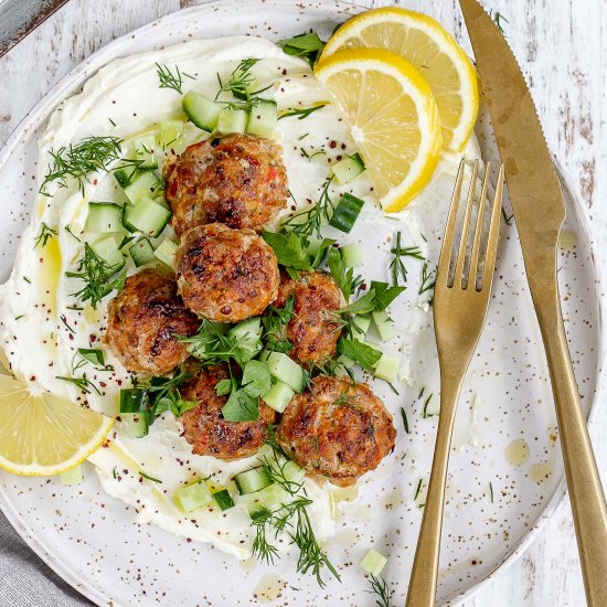 Harissa Meatballs with Whipped Feta