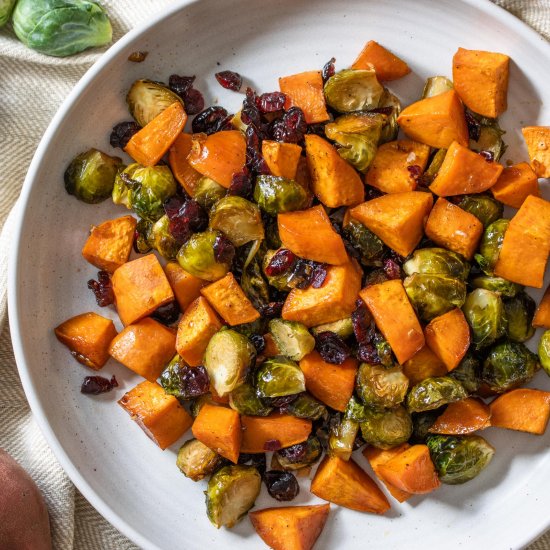 Roasted Sweet Potatoes, Brussels Sp