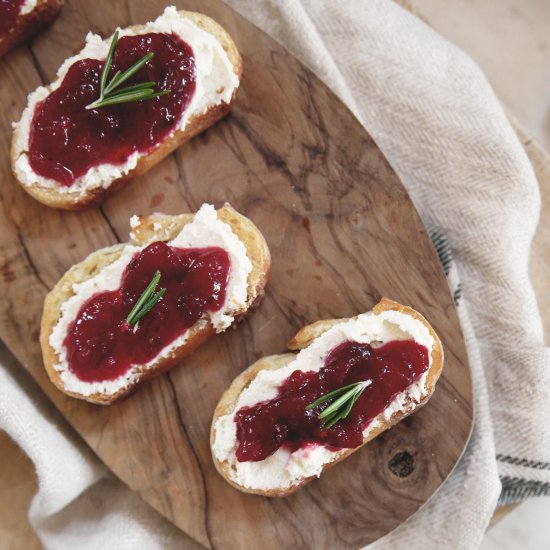 Cranberry Whipped Feta Crostini