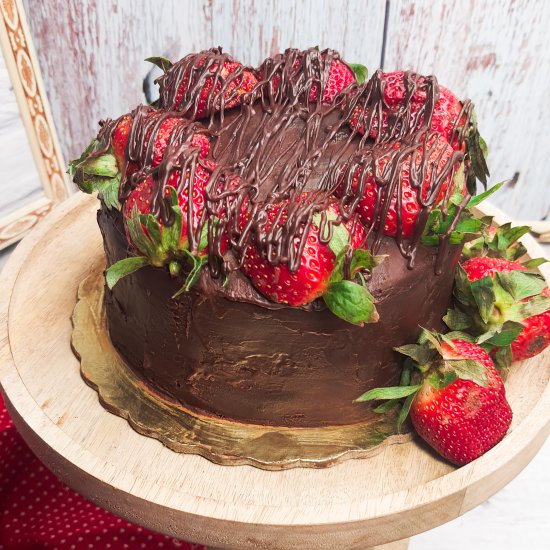 Dark Chocolate Strawberry Cake