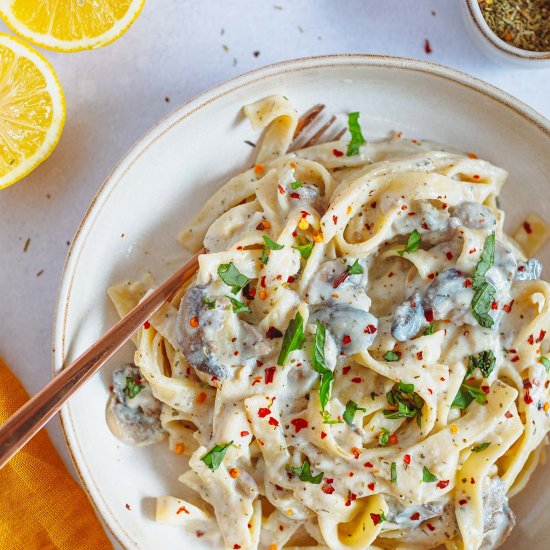 Silken Tofu Pasta with Mushrooms