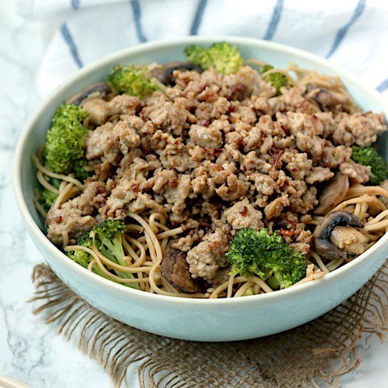 One-Pan Pork & Broccoli Noodle Bowl