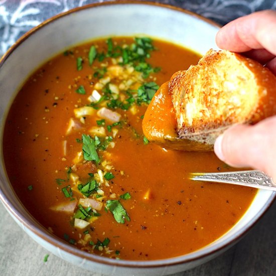 Carrot Ginger Soup with Ham