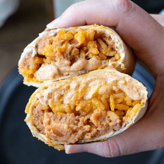 Cheesy Bean and Rice Burrito